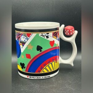 1995 Vintage TALUS Spinners Carol Eldridge Gambling Vegas Theme Coffee Mug Cup